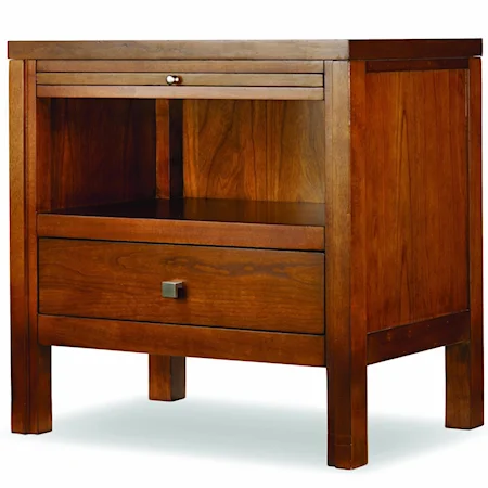 Open Nightstand With Drawer And Pullout Shelf